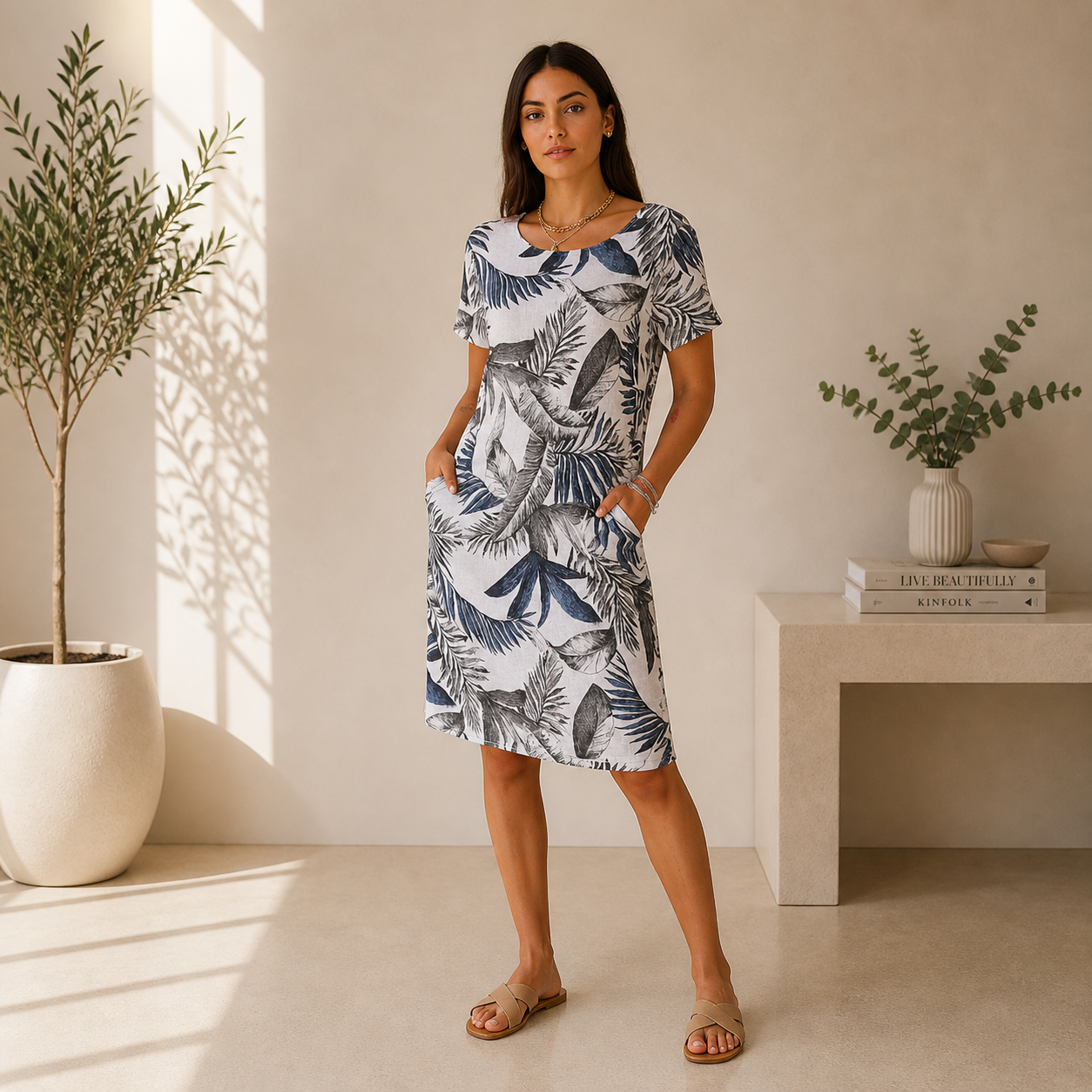 Cleo dames zomerjurk_grijsblauw